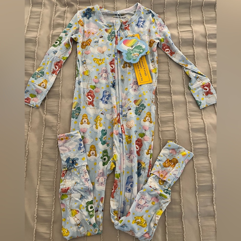 NWT- Posh Peanut Carebears convertible zipper pajamas  — Size 2T
